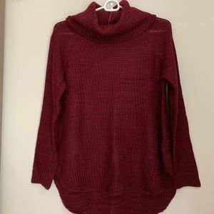 Cowl Neck Maroon Knit Sweater